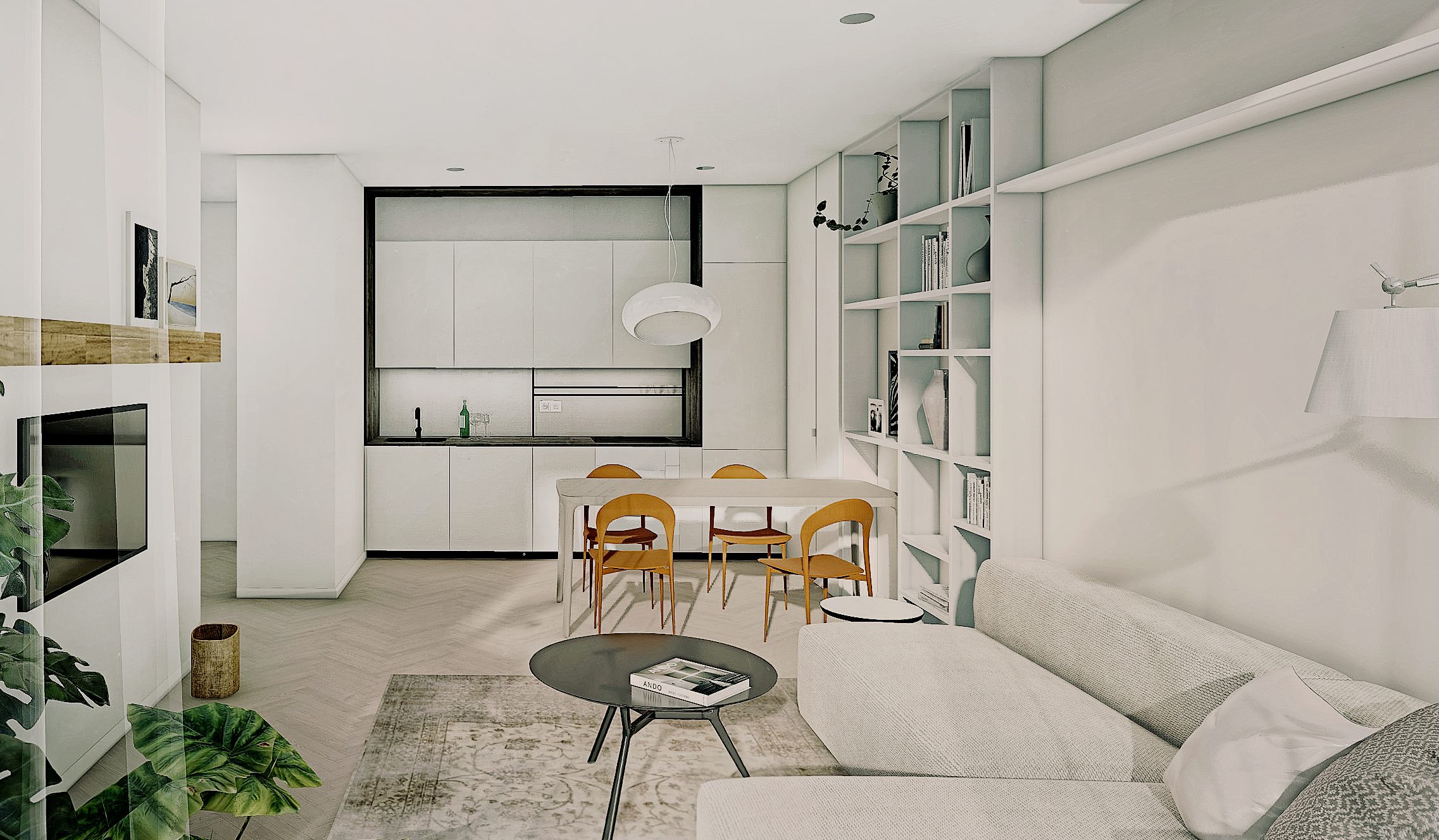 návrh interiéru v teplom minimalistickom štýle