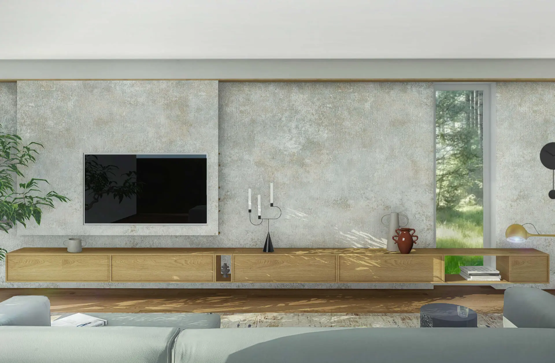 Interiérový dizajnér, návrh interiéru | Linea Design | dizajn a styling interiéru obývačky v teplých odtieňoch s farebnými akcentami
