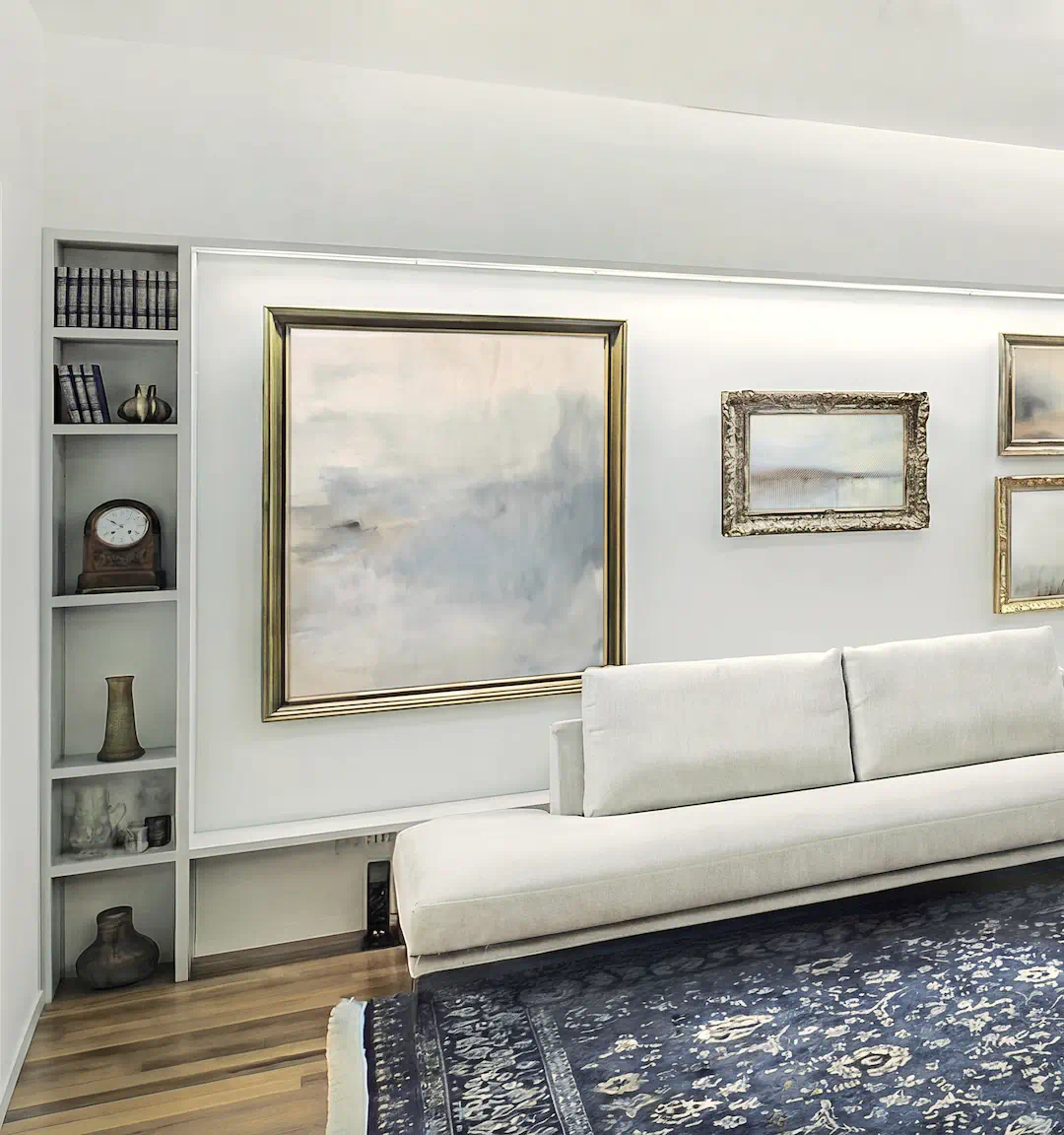 Interiérový dizajn obývačky - interiérový dizajnér Linea Design. Návrh odvážne spája moderné prvky s klasickými - Linea Design