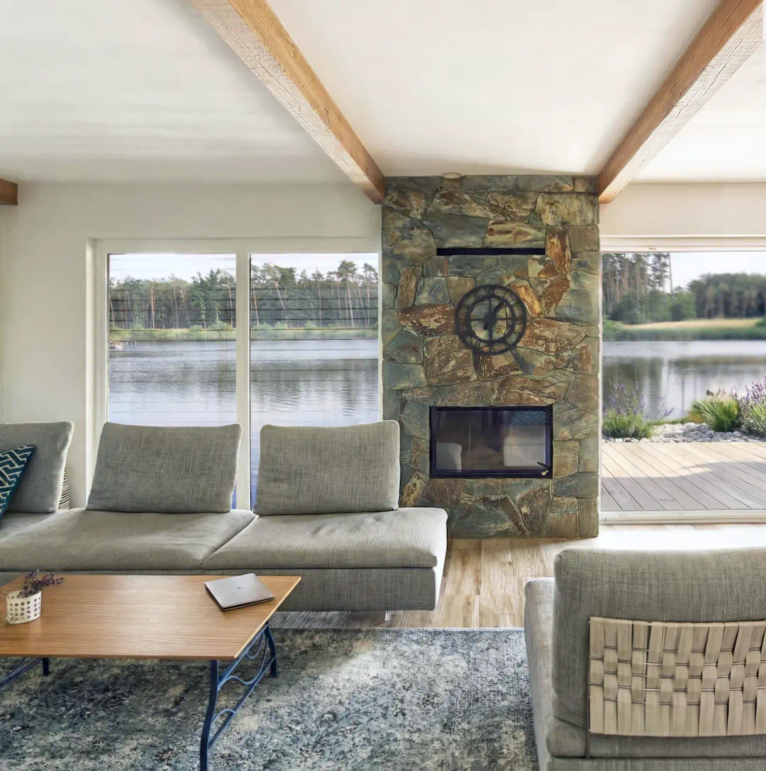 Návrh interiéru domu - interiérový dizajnér Linea Design. Dom s modernými rustikálnymi prvkami