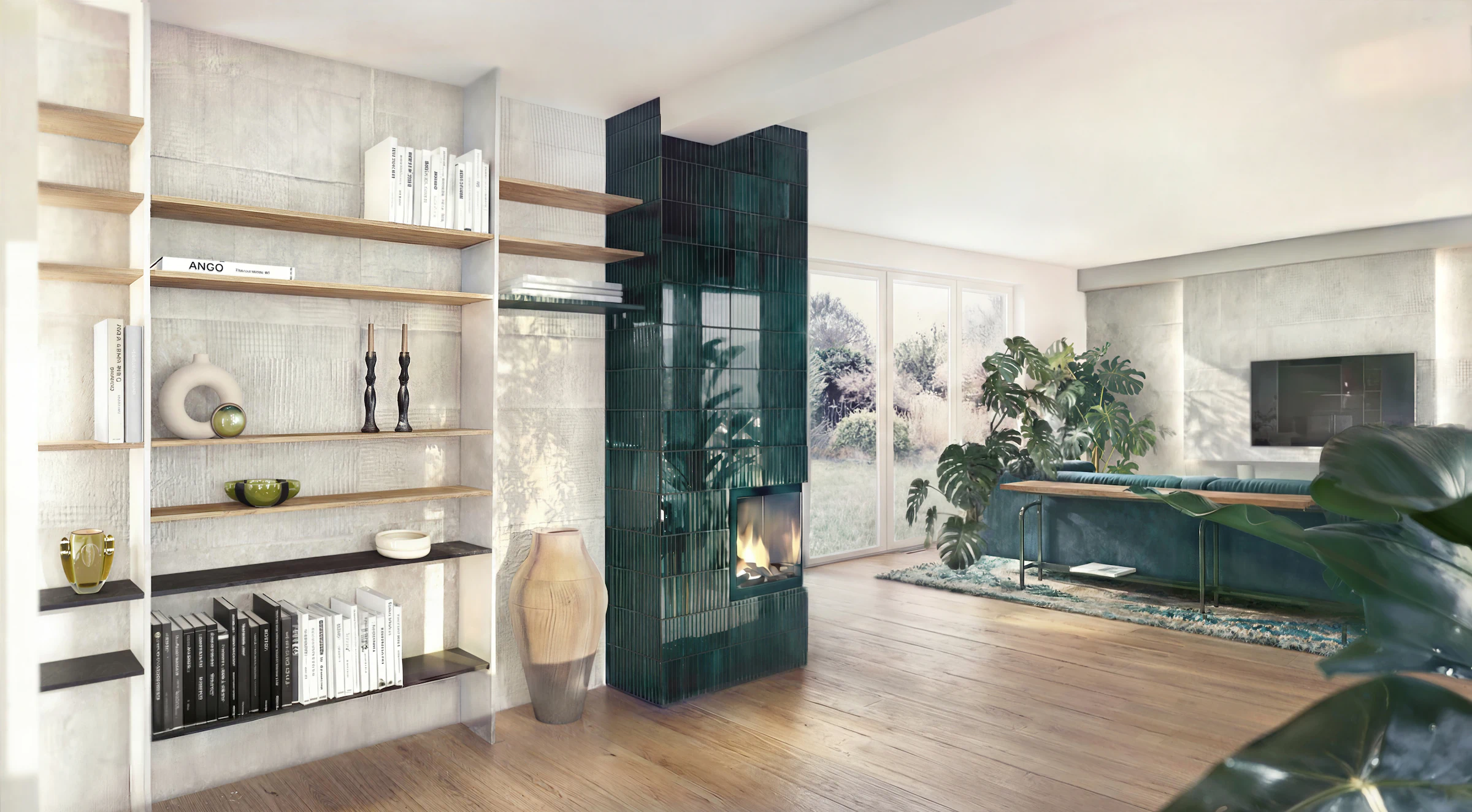 Návrh interiéru obývačky - interiérový dizajnér Linea Design - hra svetla a textúr