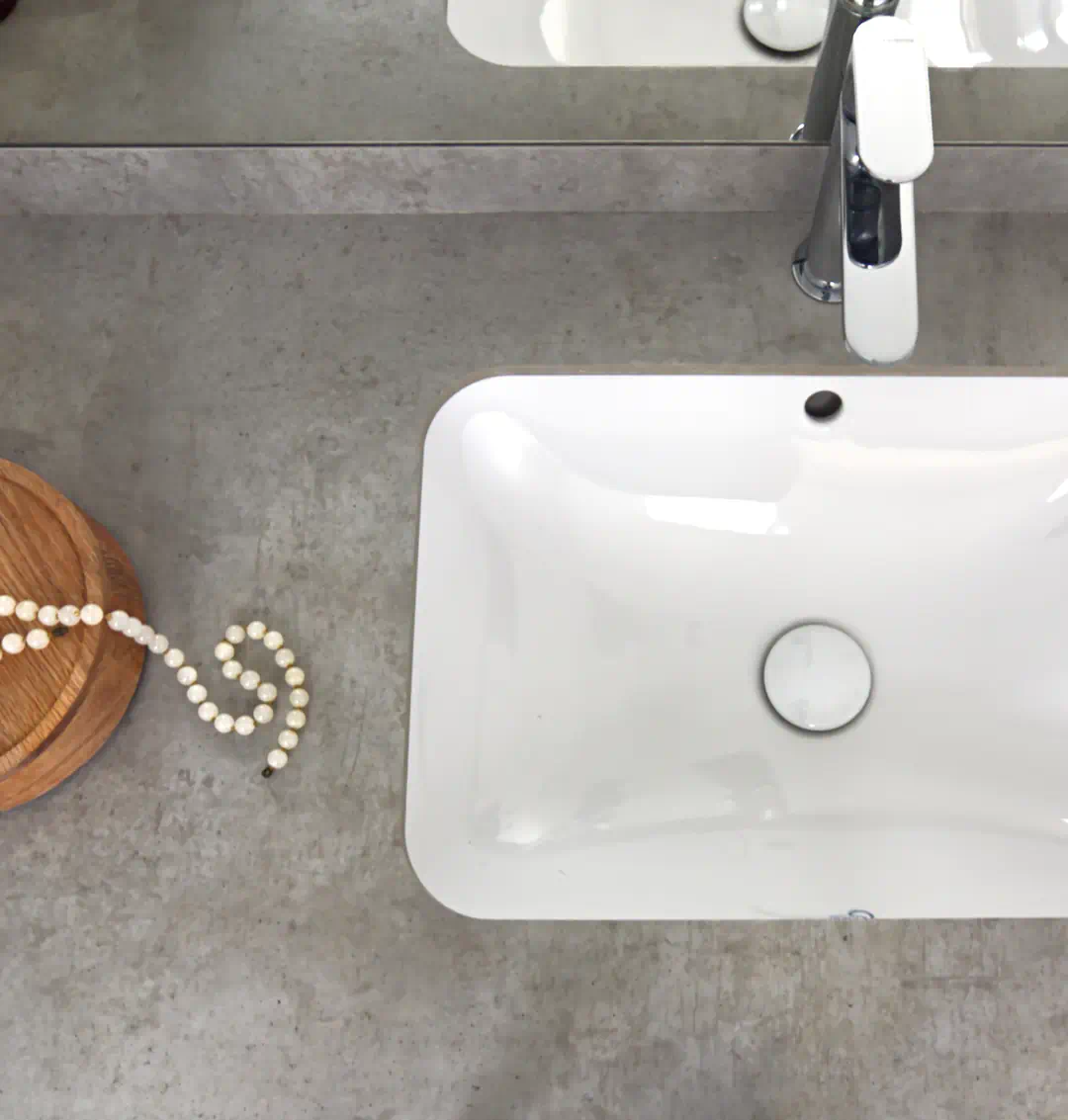 Návrh interiéru kúpeľne - interiérový dizajnér Linea Design- umývadlo pod dosku